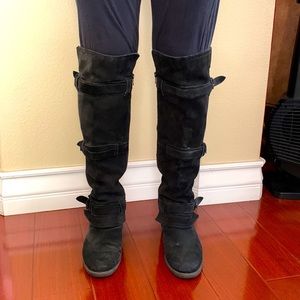 Calvin Klein - black suede knee high boots - size 8